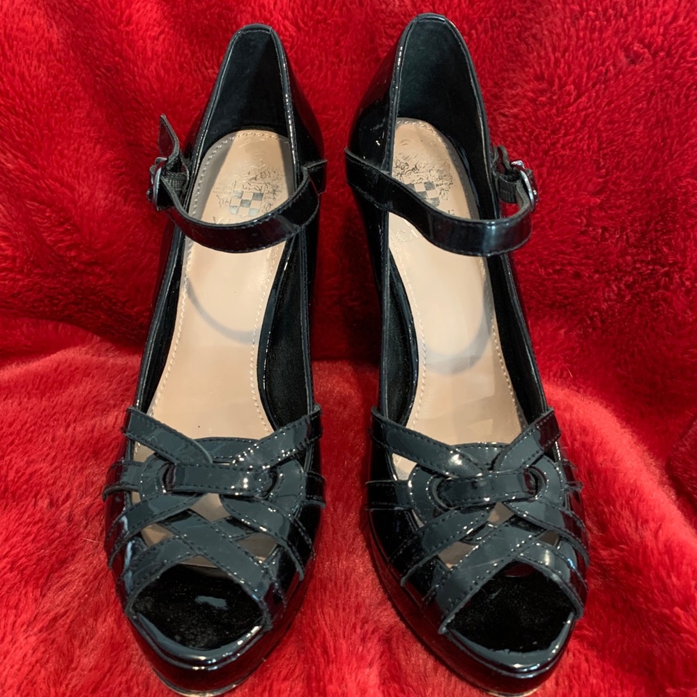 Vince Camuto Patent Black Platform Heels